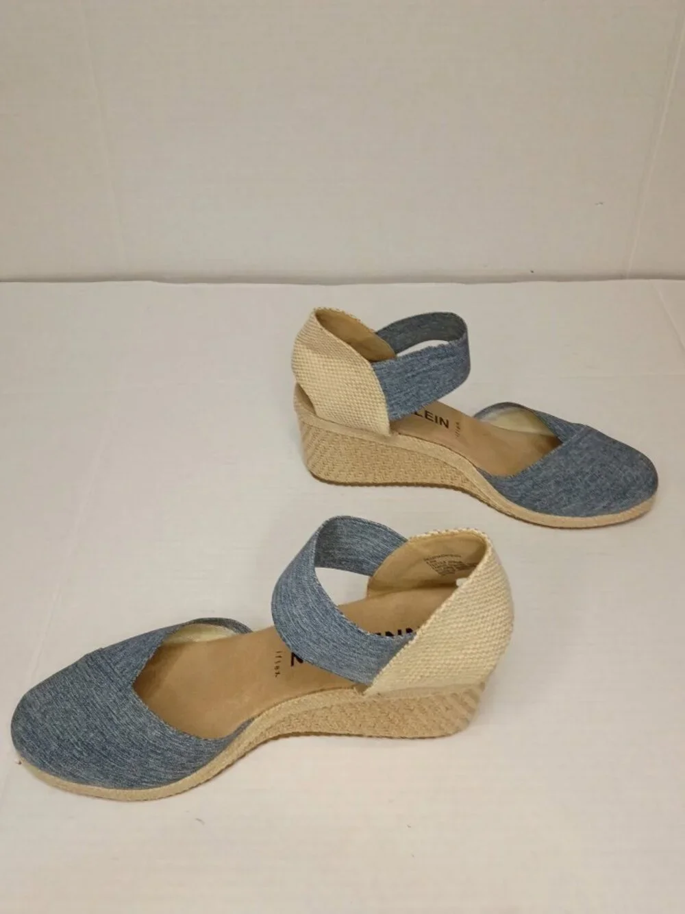 Anne Klein Zatia Denim Espadrille Wedge Sandals Blue Women's Size 8.5M